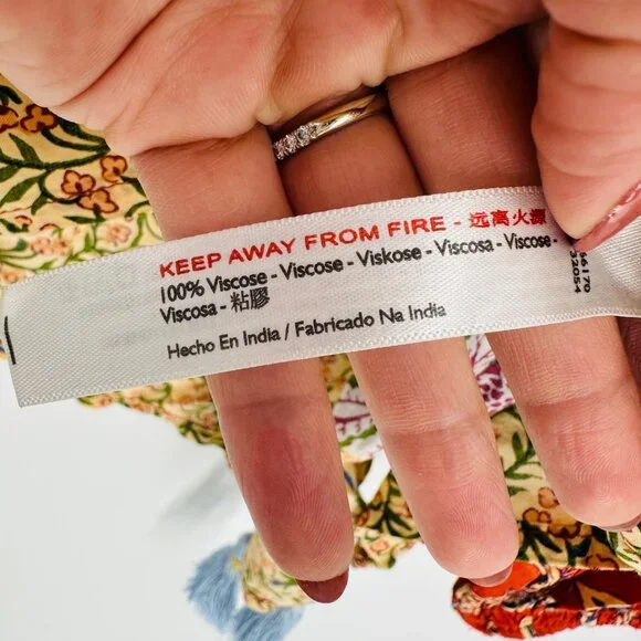 Anthropologie Womens Sonrisa Mixed Print Paisley Boho Tassel Top Blouse Size XS - Picture 9 of 10